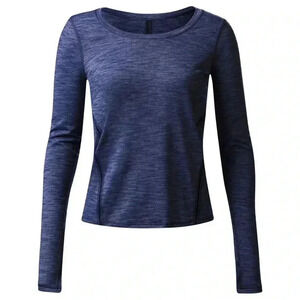 [4]Lululemon Intensi-Tee Long  Sleeve Heathered Hero Blue / Hero Blue